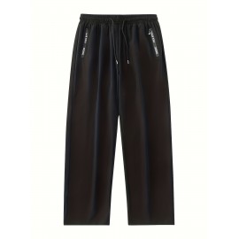 Men's Casual Pocket Joggers, Straight Leg Drawstring Loose Fit Long Sports Pants For Spring Autumn