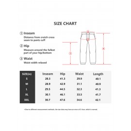 1pc Men'S Casual Sweatpants with Signature Print, 50% Cotton 50% Polyester Knit Fabric, Elastic Waist with Drawstring, Regular Fit for Weekend Casual Wear, Fall/Winter Collection