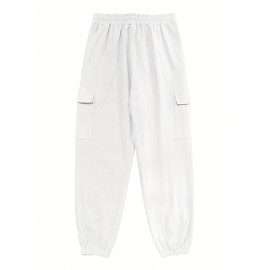 Men's Casual Cargo Pants with Drawstring - Soft, Loose Fit with Multiple Pockets, Solid Color, Machine Washable