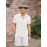 Men's Casual Button-Down Beach Shirt - Short Sleeve, Stretch Fabric, Summer Tropical Top with Turquoise Collar