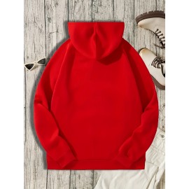 Men's Oversized Hip-Hop Style Hoodie with Geometric Print - Casual Pullover Sweatshirt for Fall & Winter, Polyester, Machine Washable