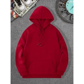 Men's Casual Hoodie, Spring/Autumn Fashion, Geometric Pattern, Knit Fabric, Regular Fit, Polyester, Stretchy, Crew Neck, 