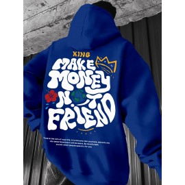 Men's Casual Hoodie, Spring/Autumn Fashion, Geometric Pattern, Knit Fabric, Regular Fit, Polyester, Stretchy, Crew Neck, 